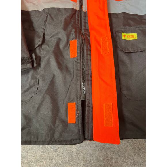 Men's ANSI Class 3 High Visibility Reflective Safety Jacket Orange/Black Size XL - Picture 7 of 16